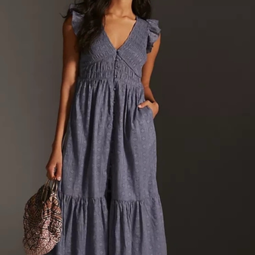 Anthropologie Slate Blue Peregrine Dress Size Small - Picture 2 of 9